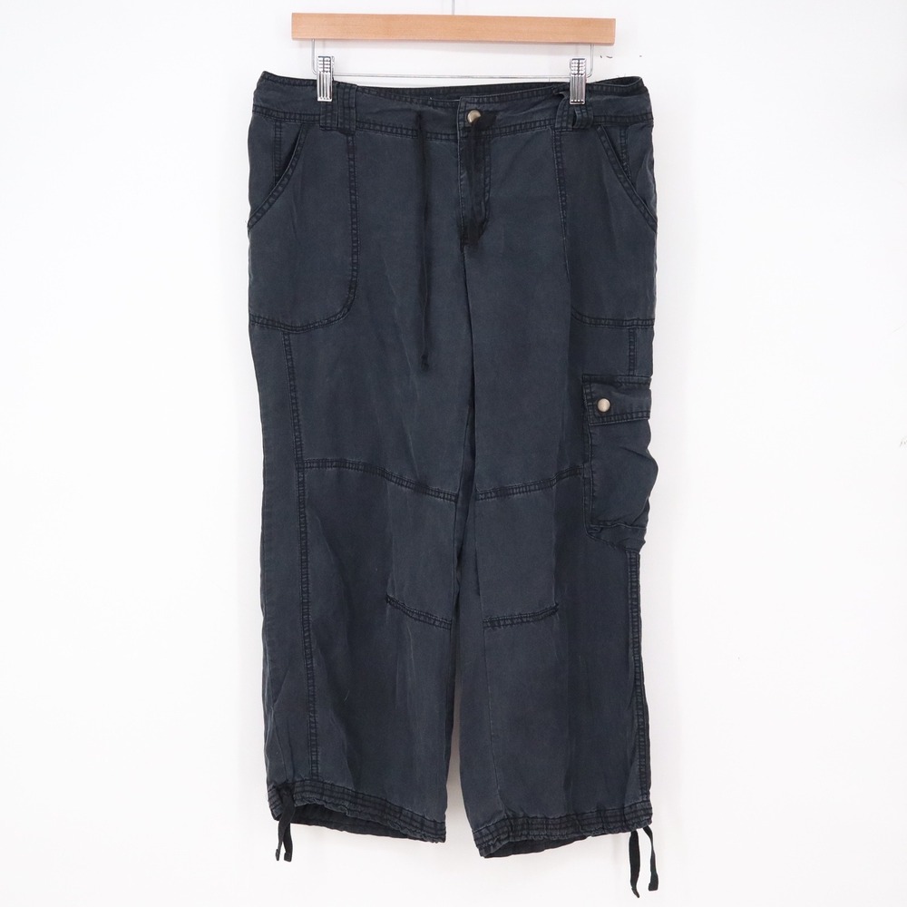 Charlotte Russe Cargo Pants Womens 11 TCL Black Cropped Drawstring Exc